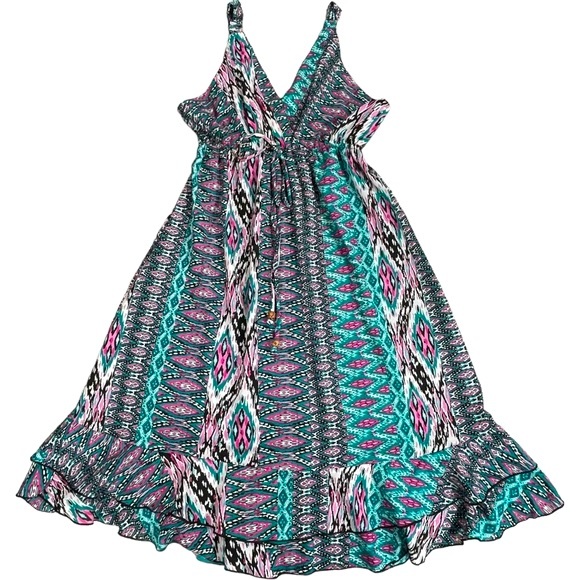 FasionFuse size medium sleeveless vneck tribal design mini dress elastic back - Picture 1 of 9